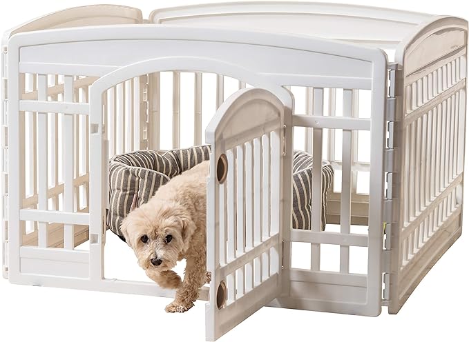 IRIS USA Dog Playpen, 4-Panel 24" Pet Playpen with Door
