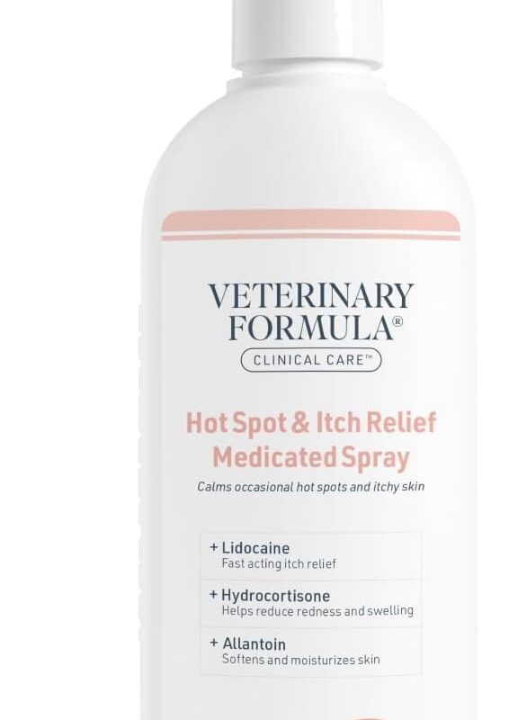 Veterinary Formula Clinical Care Hot Spot & Itch Relief Medicated Spray, 8oz – Easy to Use Spray for Dogs & Cats – Helps Alleviate Sensitive Skin, Scratching, and Licking of Coat