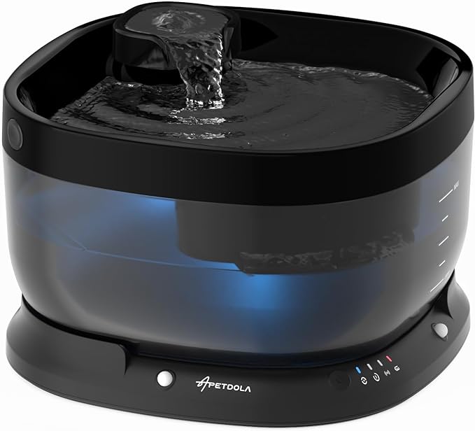 APD APETDOLA Wireless Dog Water Fountain, Battery Operated Dog Water Dispenser with Motion Sensor, 7L/237 fl oz Cordless Pet Fountain Water Bowl for Small to Large Dogs, Cats, Multi-Pets, 3 Work Modes