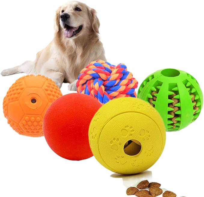 Volacopets 5 Different Functions dog balls Interactive Dog toys, Puzzle Toys, dog Ball for Medium Large Dogs, Food Treat Dispensing Dog Toys, multiple color
