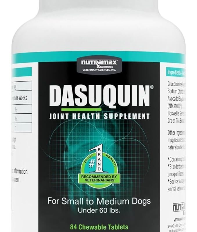 Nutramax Dasuquin Joint Health Supplement for Small to Medium Dogs - With Glucosamine, Chondroitin, ASU, Boswellia Serrata Extract, Green Tea Extract, 84 Chewable Tablets (White)