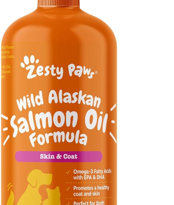Wild Alaskan Salmon Oil for Dogs & Cats - Omega 3 Skin & Coat Support - Liquid Food Supplement for Pets - Natural EPA + DHA Fatty Acids for Joint Function, Immune & Heart Health 32oz