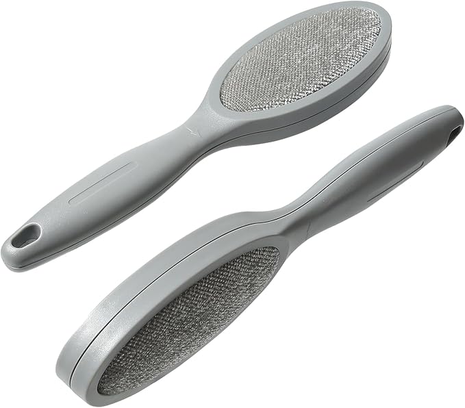 Lint Brush Pet Hair Remover for Clothes, Couches - 2 Pack, Dual Side, Gray
