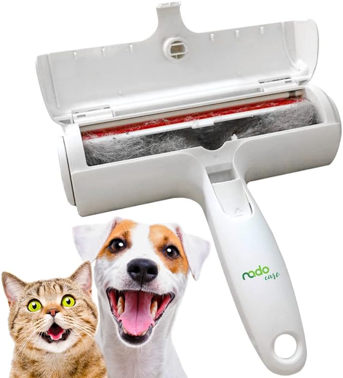 Nado Care Pet Hair Remover - Lint Roller - Self Cleaning Dog & Cat Fur Remover - Remove Dog, Cat Hair from Furniture, Carpets, Bedding, Clothing, Couch, Car Seat White