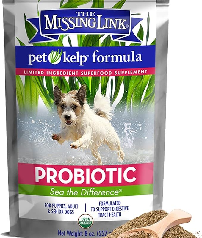The Missing Link Pet Kelp Canine Probiotic 8oz Superfood Powdered Supplement, Organic & Limited Ingredient Formula for Digestive Health of Dogs