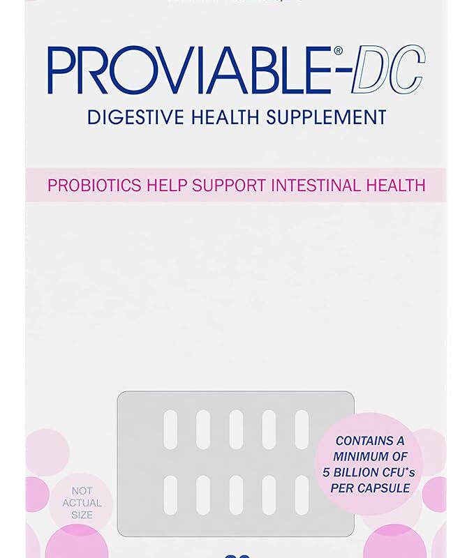 Proviable Digestive Health Supplement Multi-Strain Probiotics and Prebiotics for Cats and Dogs - with 7 Strains of Bacteria, 80 Capsules