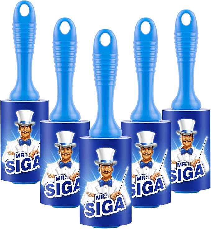MR.SIGA Lint Roller,Extra Sticky Lint Roller Pet Hair Remover with Easy Tear Sheets, 5-Pack, 450 Sheets in Total