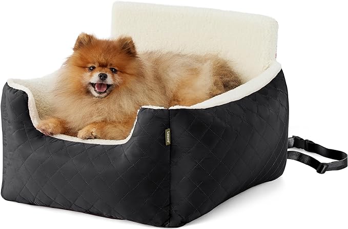 Lesure Small Dog Car Seat - Waterproof Car Seats for Small Dogs Pet Seat with Clip-On Leash for Travel Carrier Booster Bed, Black
