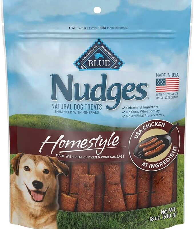Blue Buffalo Nudges Homestyle Natural Dog Treats, Chicken and Pork, 18oz Bag