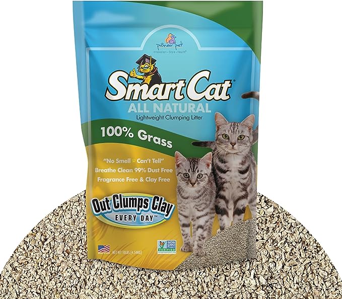 SmartCat All Natural Clumping Cat Litter, 10 Pound (160oz 1 pack) - Alternative to Clay and Pellet Litter - Chemical and 99% Dust Free - Unscented and Lightweight