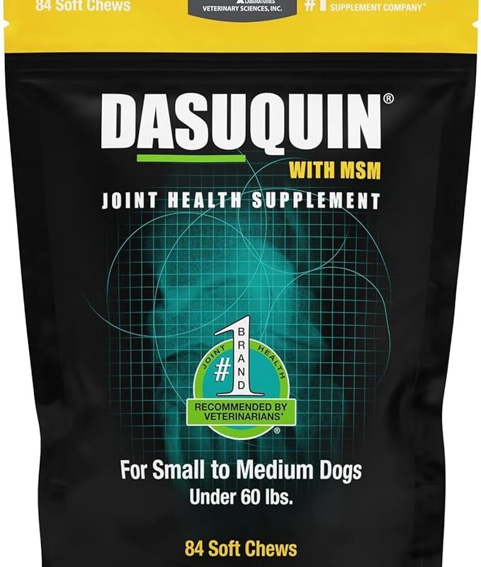 Nutramax Laboratories Dasuquin with MSM Joint Health Supplement for Small to Medium Dogs - With Glucosamine, MSM, Chondroitin, ASU, Boswellia Serrata Extract, and Green Tea Extract, 84 Soft Chews