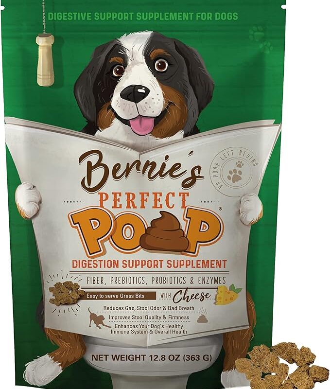 Perfect Poop Digestion & General Health Supplement for Dogs: Fiber, Prebiotics, Probiotics & Enzymes Relieve Digestive Conditions, Optimize Stool, and Improve Health (Cheddar Cheese, 12.8 oz)