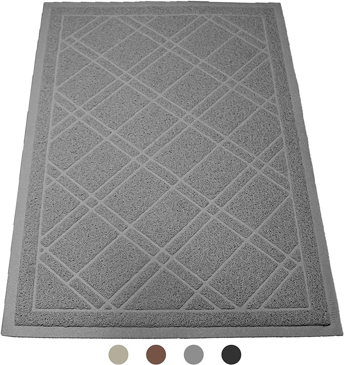Iprimio Cat Litter Box Mat, 42x36", Gray - Cat Litter Trapping Mat - Mesh Mat Catches Litter - Kitty Litter Mat - Large Cat Litter Mat - Repels Odor, Easy Clean Non Slip Kitty Litter Trapper Mats